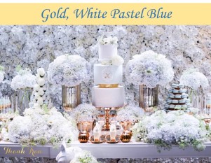 Gold &amp; Pastel Blue Christening Party Icon